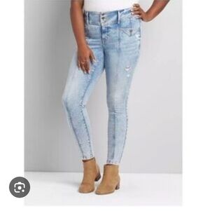 Lane Bryant Womens Signature Fit High Rise Jegging Cargo Pockets Sz 16 Blue